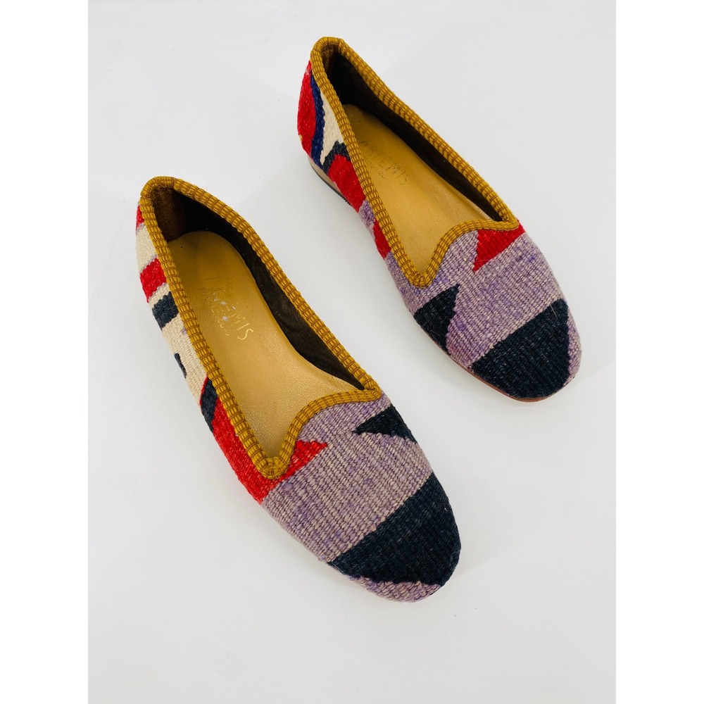 Artemis Design Co Loafers Women 38 Multicolor Kilim Wool Smoking Slipper Flat